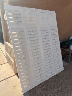Set (2) Norman White Wood Window Plantation Shutters - 29.25” x 75.75” Each Shutter