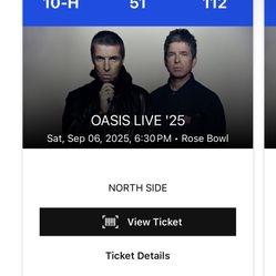 Oasis Tickets X 4 For Saturday September 6th At The Rose Bowl