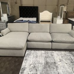 Gray Feather Velvet Could Couch 