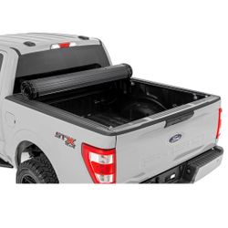 Rough Country Hard Roll-Up Tonneau Cover for Ford F-150 (2015-2025) F-150 Lightning (2022-2025) - Aluminum Truck Bed Cover, Fits 5'7 Bed (67")
