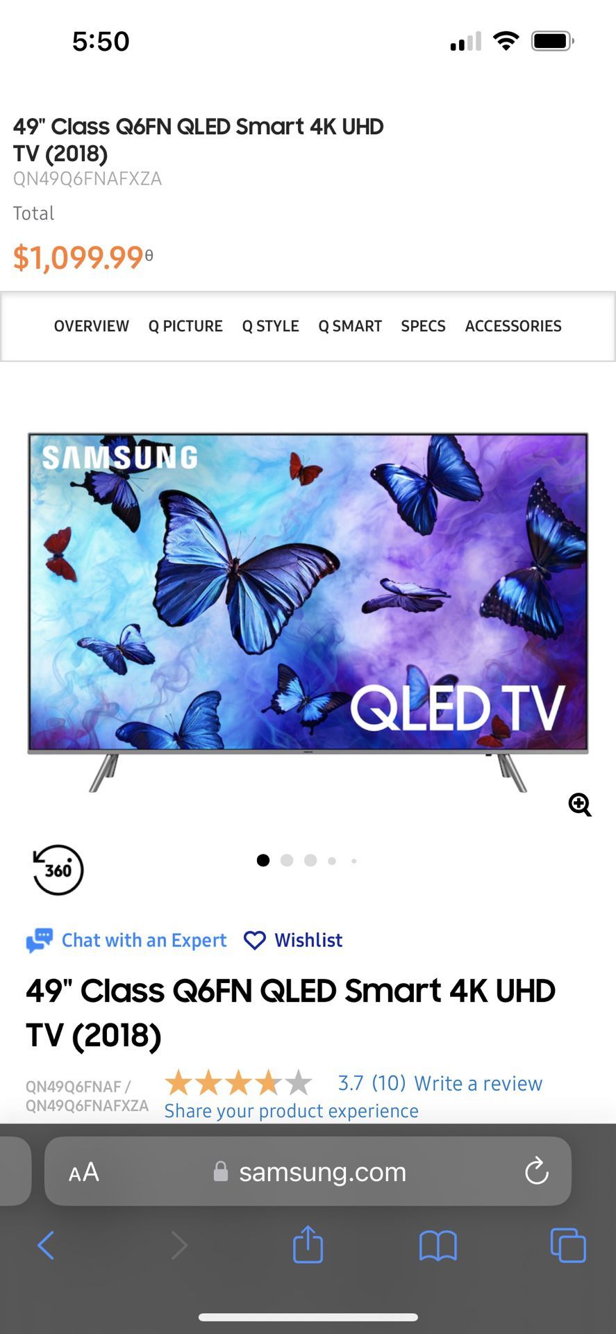 Samsung QLED 49’ Smart Tv