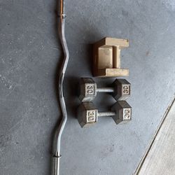 Weights, Squat Rack, EZ bar, Dumbbells 