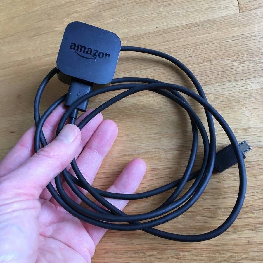 Amazon 5W AC Adapter model number PE98ED with USB cord.