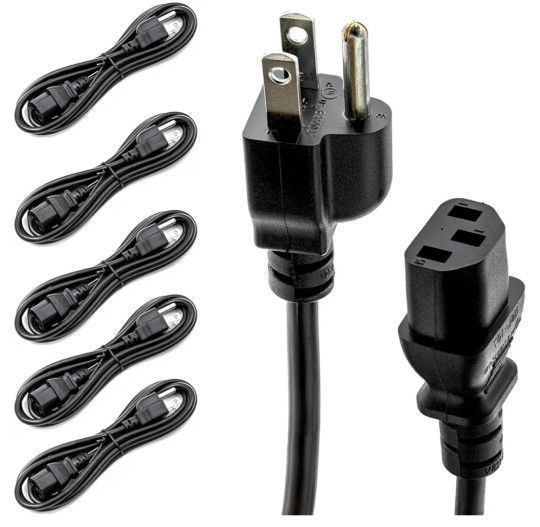 
Power Cord, 6FT for Monitor, PC, Printer (1 Pack, Black