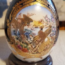 Chinese Painted Limogen "Oval" With Stand