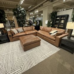 Caramel Leather 5pc Modular Sectional  Sofá Cómodo