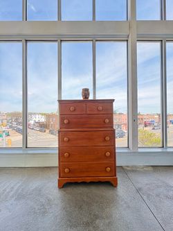 Vintage Traditional Classic Midcentury Modern Brown Wood Dresser Chest If Draws - 🚚 Free Delivery