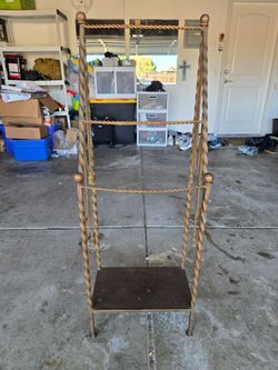 Gold Rope Twist Metal Etagere Shelf Stand