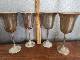 Six vintage International silverplated handmade goblets