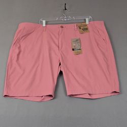 Mens Chino Shorts 44 Salmon Pink Stretch Golf Casual Flat Front NWT
