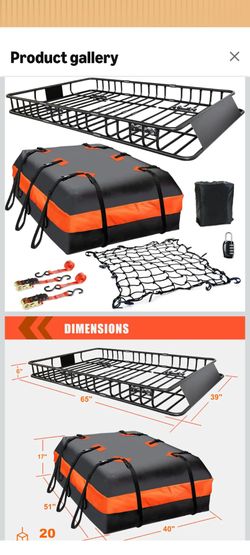 Roof Rack Basket with Cargo Bag Kit