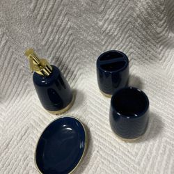 Navy Blue Bathroom Set 