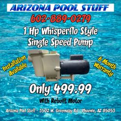 1 hp Pool Pump w/ Rebuilt Motor