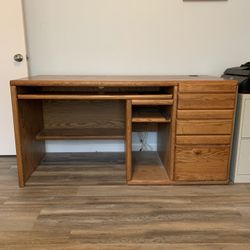 Oak Desk - 3 Drawers with Keyboard Pullout Shelf