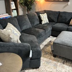 Eltmann Dark Gray Huge Sectional Sofa With Cuddler /P