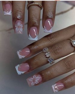 White French tips, acrylic press ons