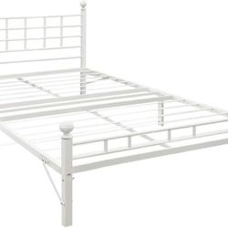Metal Platform Bed with Built-In Slats & Headboard, Patented Bifold Easy Assembly, Twin Xl