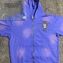 Valley Purple Rhinestone Zip-Up Hoodie 🔥 Size Small