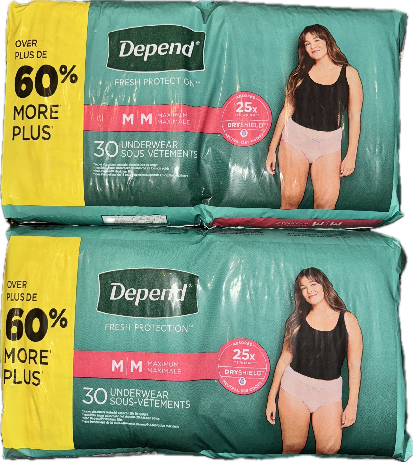 Depend Underwear Medium 30 count Bundle