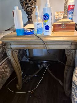 Ornate Wood End Table 2  Nightstand
