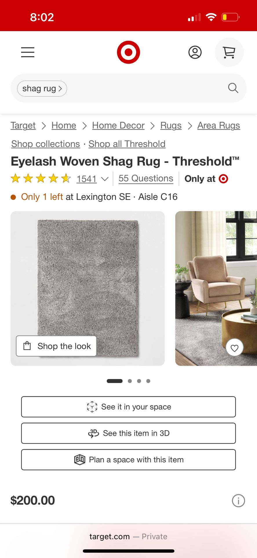 Large 7x10 Threshold Shag Rug - Gray