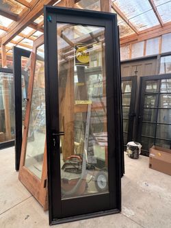 Black Pella aluminum claddoor 33x95