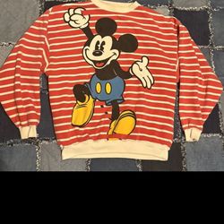 Vintage 90's Disney & Co. Mickey Mouse All Over Print Striped Sweatshirt