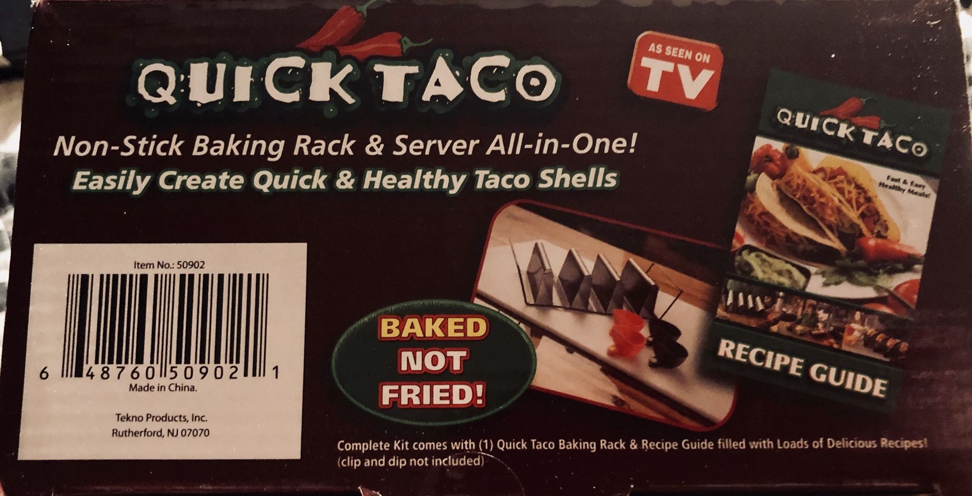 Quick Taco Baking Rack, Server, Recipe Book Assen on TV New in Box