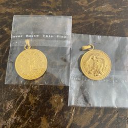 Two New Gold Tone Chinese Dragon Pendants 