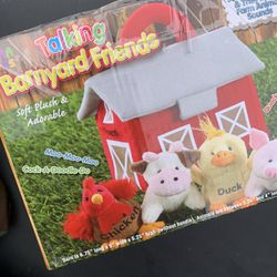 Bundaloo Plush Farm Animal Toys with Realistic Sounds - Plushie Play Set with Barn Carrier
