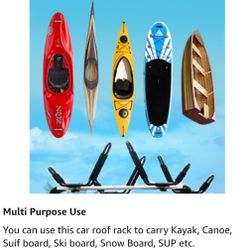  Folding Kayak Rack 4 PCS/Set J Bar Car Roof Rack for Canoe Surf Board SUP On Roof Top Mount on SUV, Car and Truck