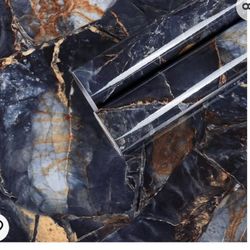 Blue Gold Marble Contact Paper for Countertops 30"x236" Self Adhesive Removable Marble Wallpaper Peel and Stick Countertops Waterproof Vinyl Film for 