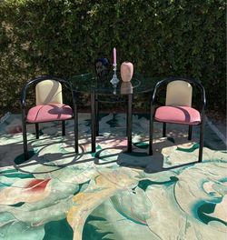 80s 90s Postmodern Dining Chairs Vintage Tubular Steel Memphis School Vintage