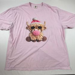 Comfort Colors 3XL Pink T-Shirt with Cute Bull Graphic