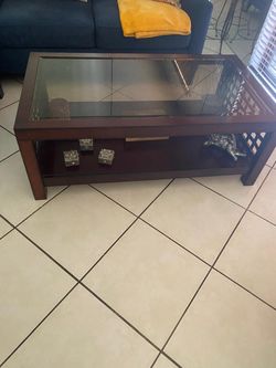 Wood and Glass Top Coffee Table