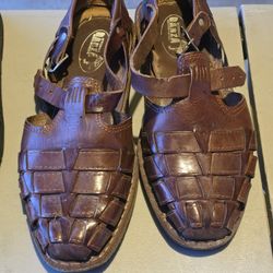 Mens Brown Leather Sandles Size 9.5