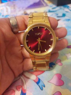 Nixon "The Cannon" Gold Stainless Steel Watch w/ Crimson Red Watchface