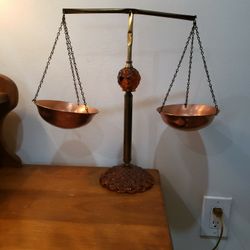 Vintage Copper Scale With Glass Base
