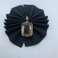 14k Gold Smoky Topaz Pendant 