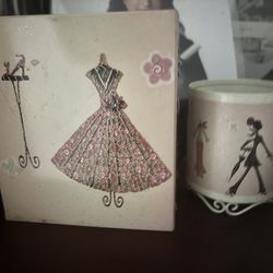 Napkin Holder And Pencil Cup Set For Pink Room Decoration 