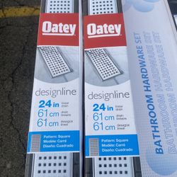 Designline 24 in. Stainless Steel Linear Shower Drain with Square Pattern Drain Cover