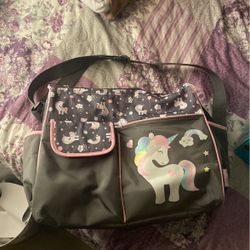 Baby Boom Happy Unicorn Duffle Diaper Bag - Gray Print