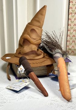 Build A Bear Harry Potter Accessories Sorting Hat (Works) Broom & Retired Wand!