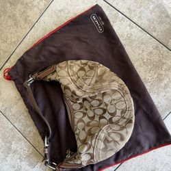 Coach Signature canvas bag, 1(contact info removed), brown and tan, with genuine brown leather