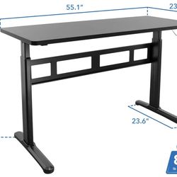 Mount-It! Height Adjustable Manual Standing Desk | with Tabletop and Hand Crank | Aluminum | Black