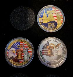 USA 250th Anniversary Challenge Coins with Case