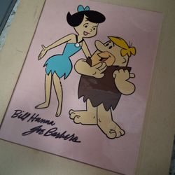 “Vintage Hanna-Barbera Flintstones Sericel-Style Art – Betty & Barney Rubble – Facsimile Hanna/Barbera Signatures”