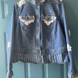 XL Rhinestone Jean Jacket 