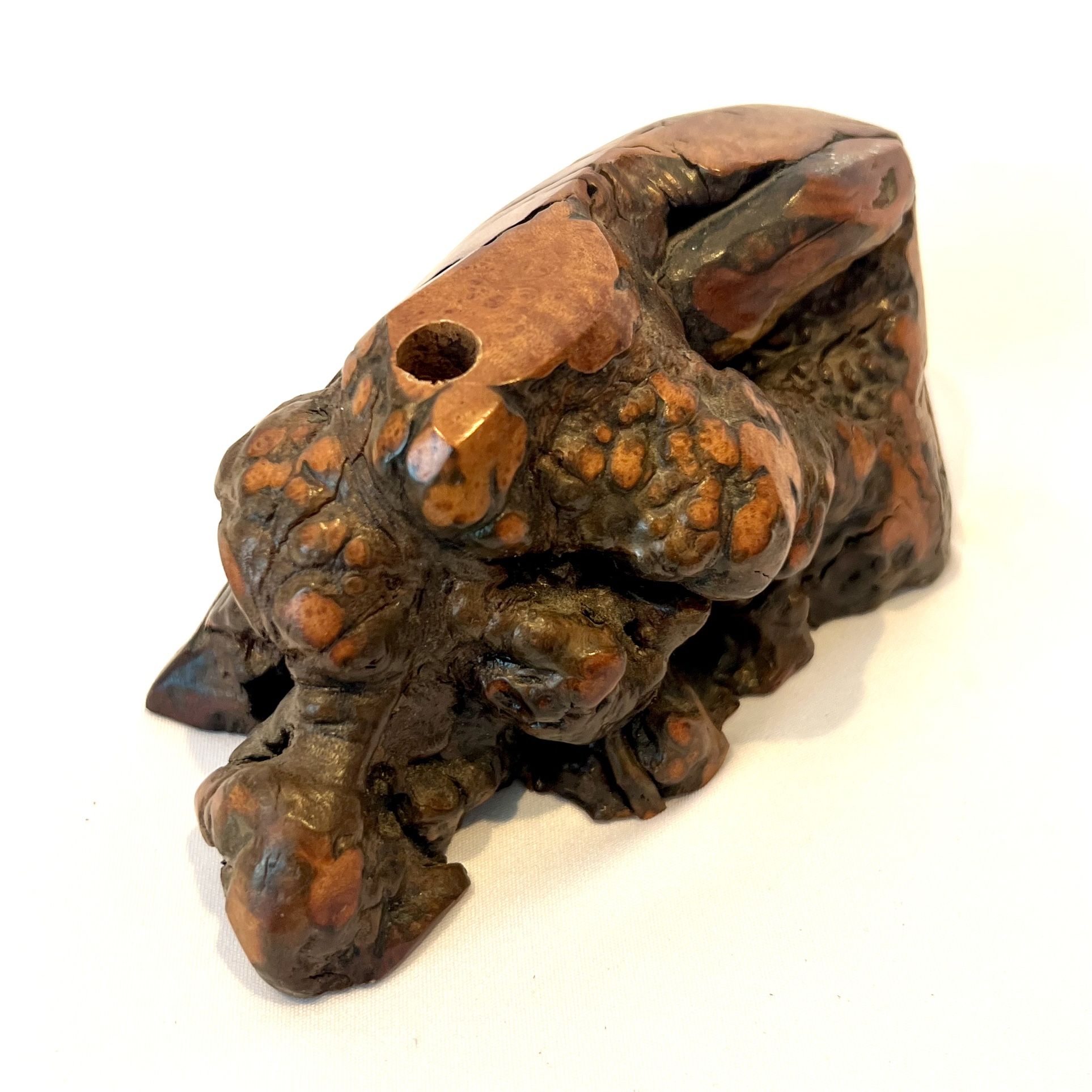 Vintage Burl Wood Glass Baron