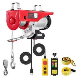 100#Electric Hoist, 2200 lbs 120V Electric Winch with 328 ft Wireless & 14 ft Wired Remote Control, 40 ft Single Cable Lifting Height, Single/Double S